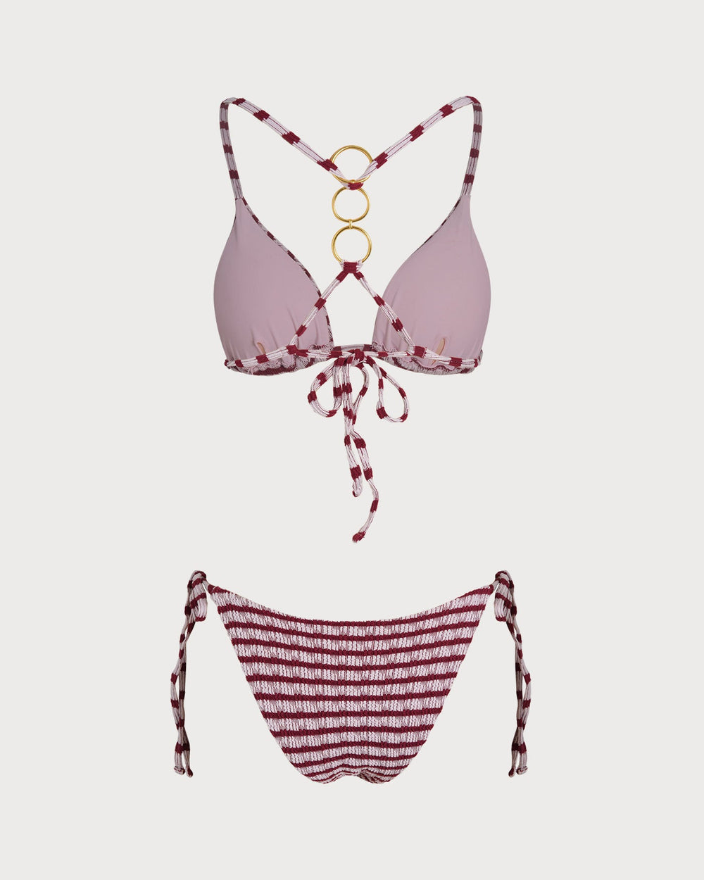 Red Striped Triangle Bikini Set