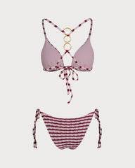 Red Striped Triangle Bikini Set