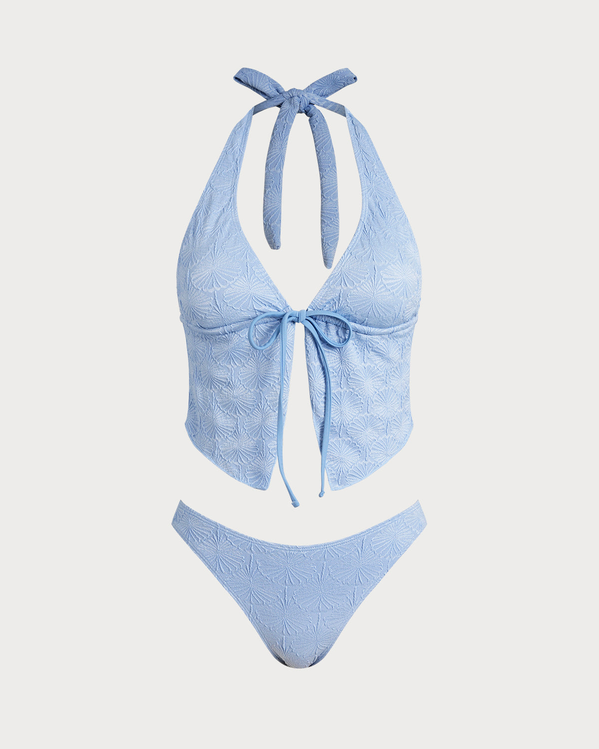 Blue Knitted Tankini Set