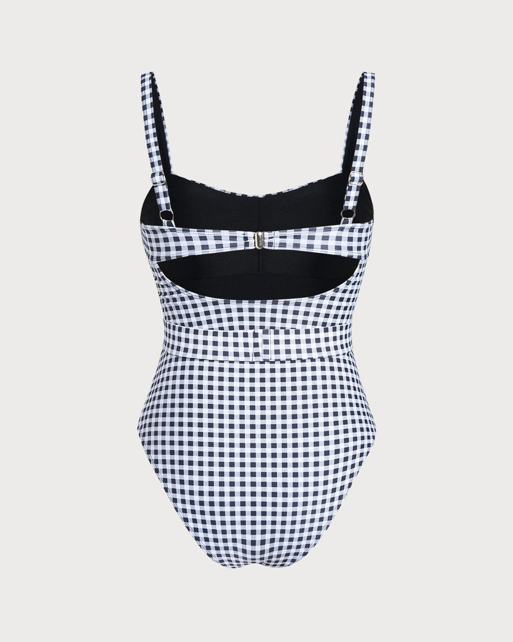 Black Plaid One Piece Swimwear
