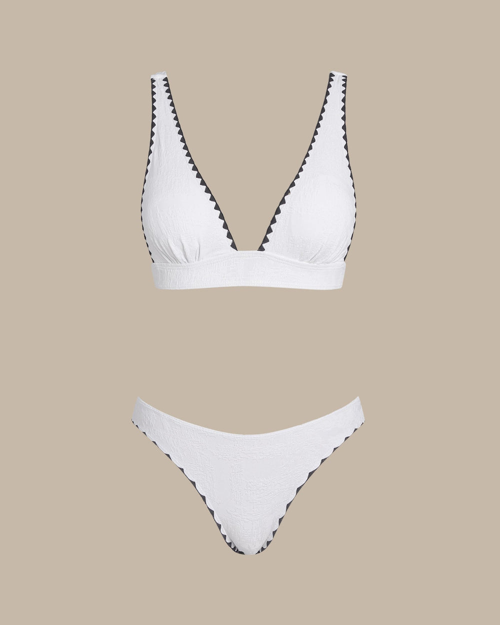 White Contrast X Cross Triangle Bikini Set
