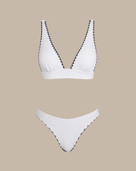 White Contrast X Cross Triangle Bikini Set