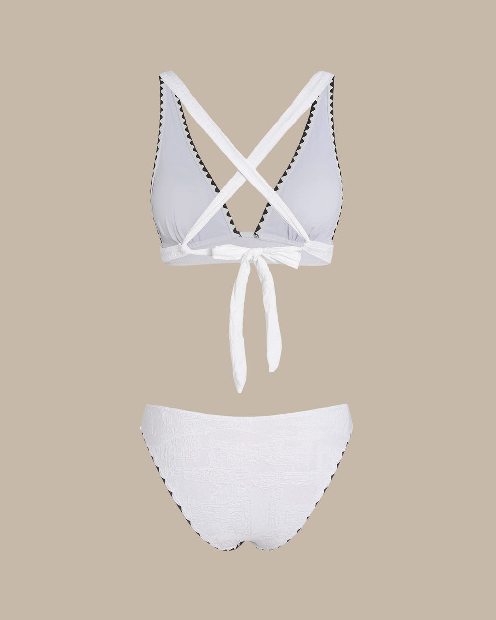 White Contrast X Cross Triangle Bikini Set