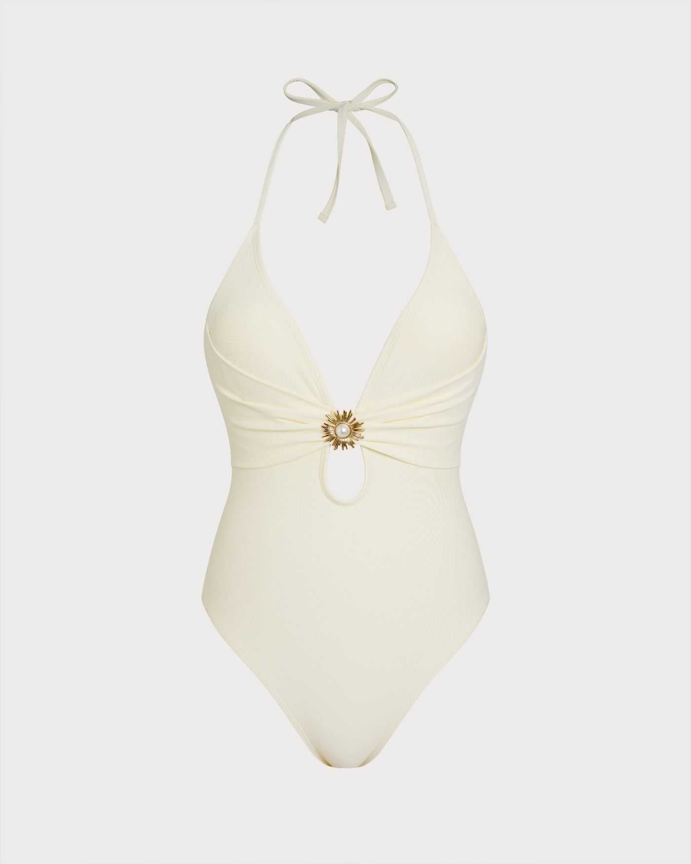 White Halter Bralette One Piece Swimsuit