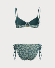 Green Floral Underwire Bikini Set