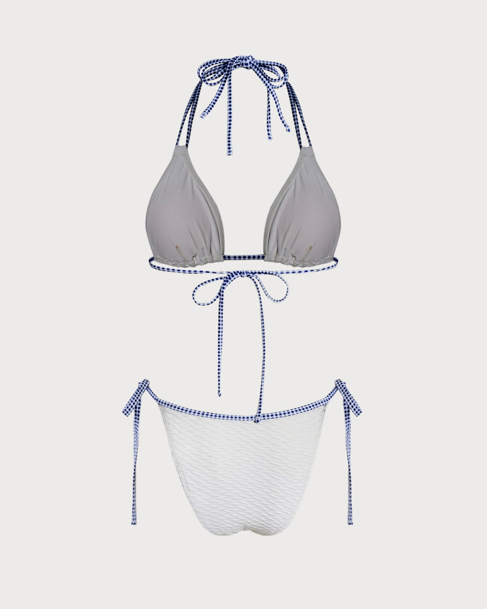 White Halter Contrasting Triangle Bikini Set