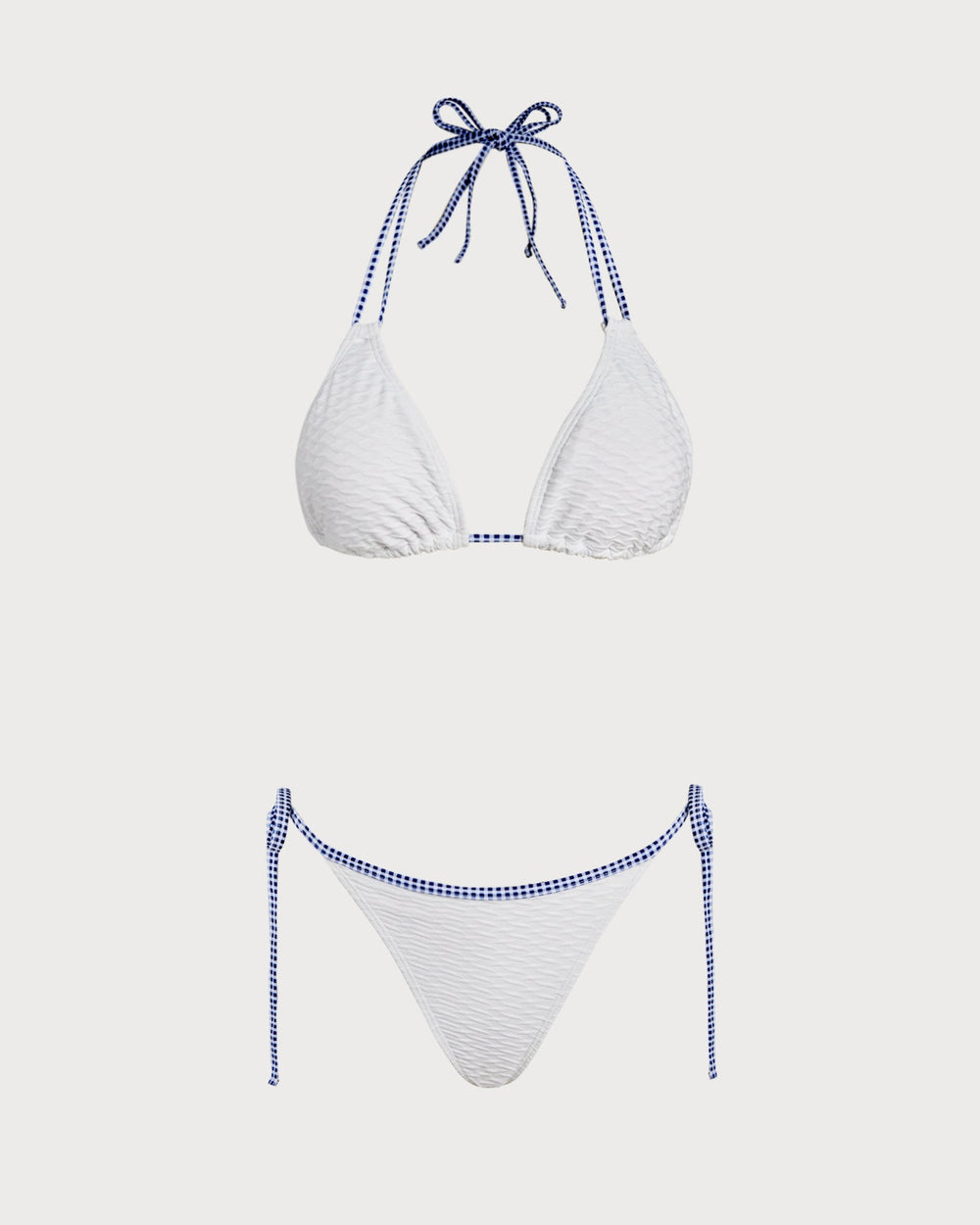 White Halter Contrasting Triangle Bikini Set