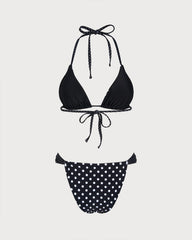 Black Polka Dot Reversible Bikini Set