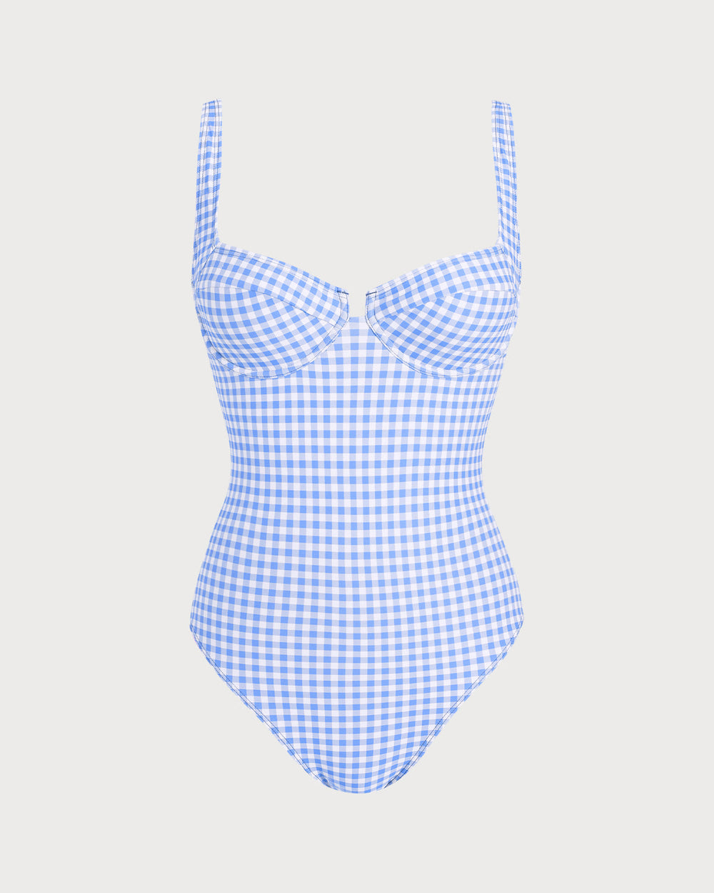 Blue Plaid Underwire One Piece