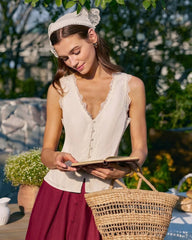 Apricot V Neck Lace Vest