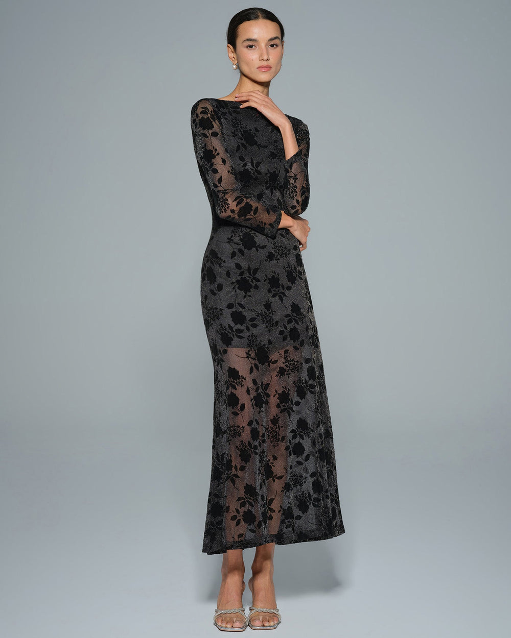 Black Floral Tunic Maxi Dress