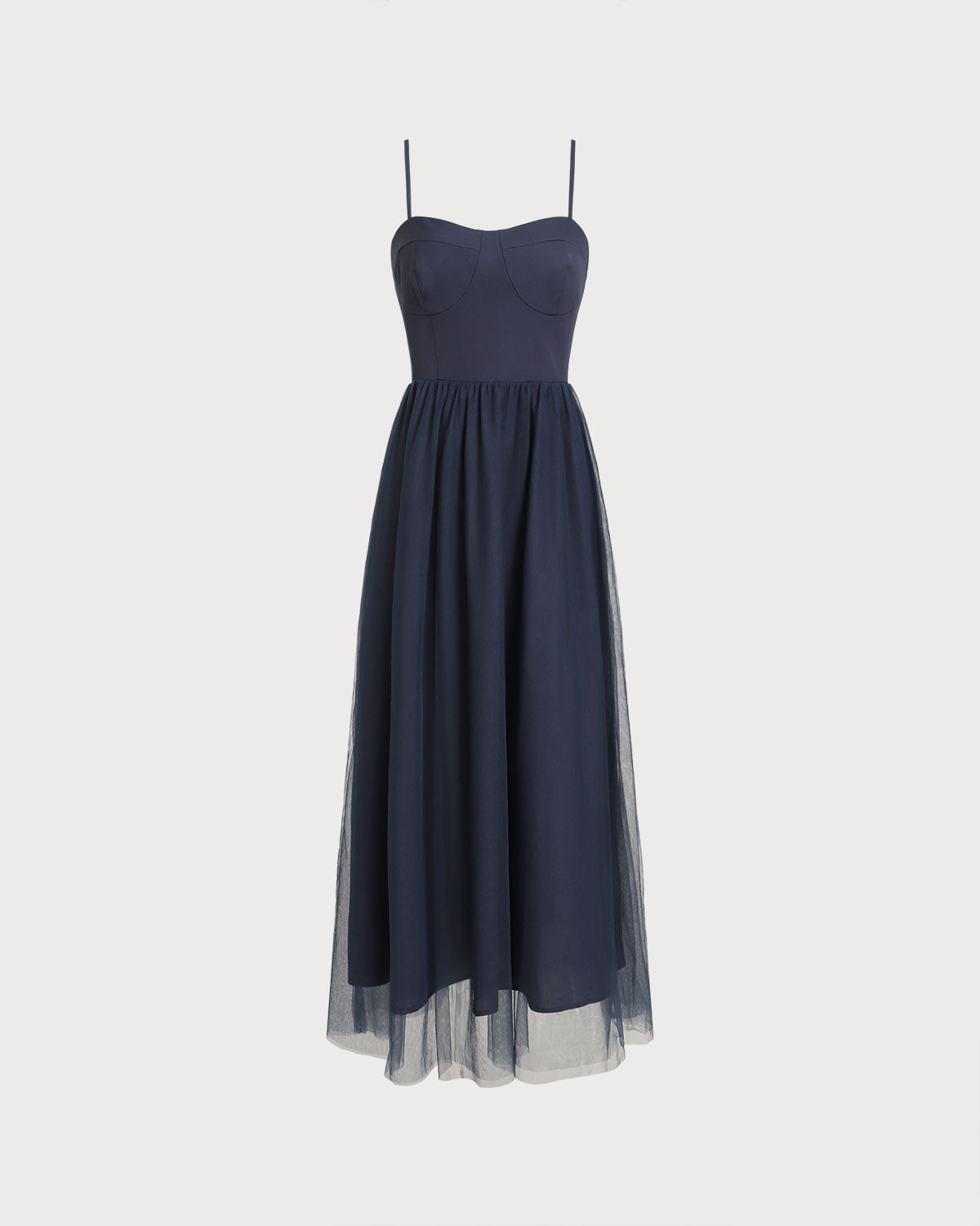Blue Shirred Flowy Slip Maxi Dress