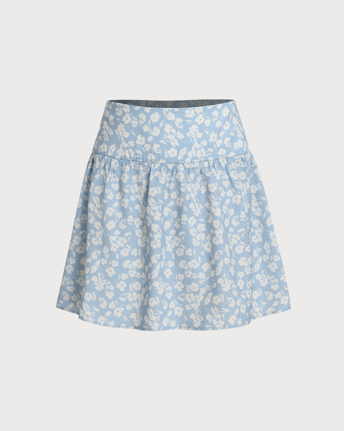 Blue Floral A-Line Mini Skirt