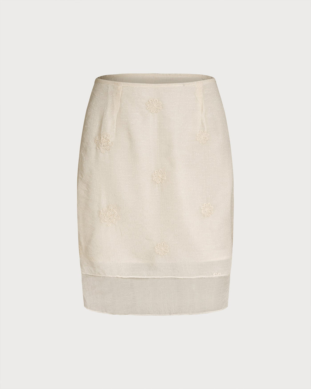 Apricot Floral Textured Skirt