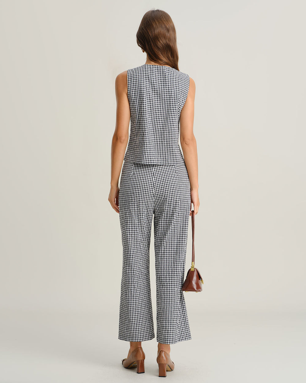 Black Plaid Button Vest