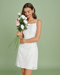 White Textured Slip Mini Dress