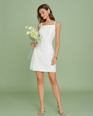 White Textured Slip Mini Dress