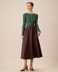 Green Scalloped Slim Sweater