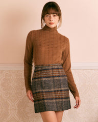 The Brown Natural Waisted Striped Mini Skirt