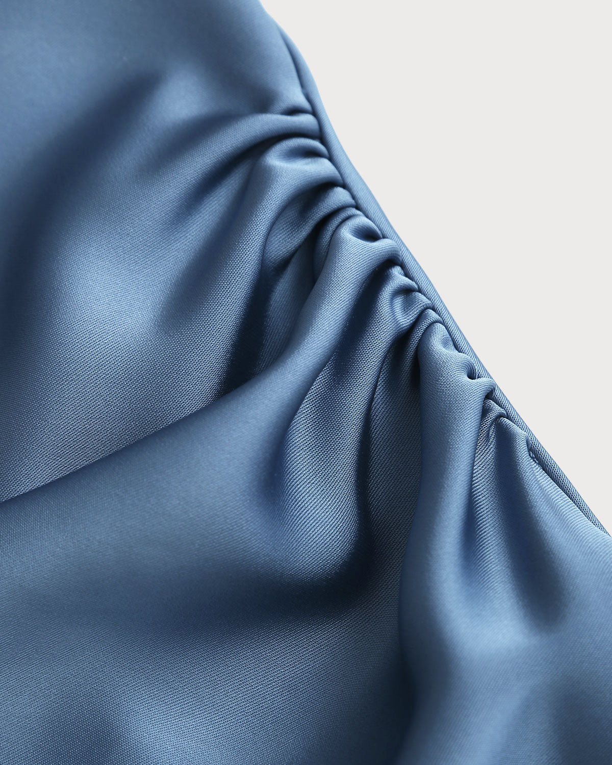 Blue Satin Boat Neck Slip Midi Dress