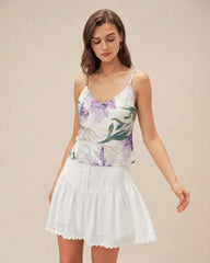 Green Floral Backless Camisole