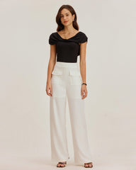 White Straight Pocket Pants