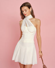 Apricot Sweetheart Neck Chiffon Tank Top