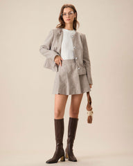 Khaki Pocket Pleated Mini Skirt