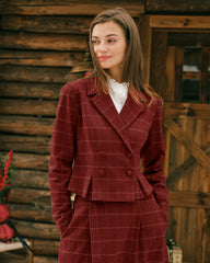 Red Plaid Double Breasted Jacket