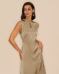 Apricot Ruffled Midi Dress