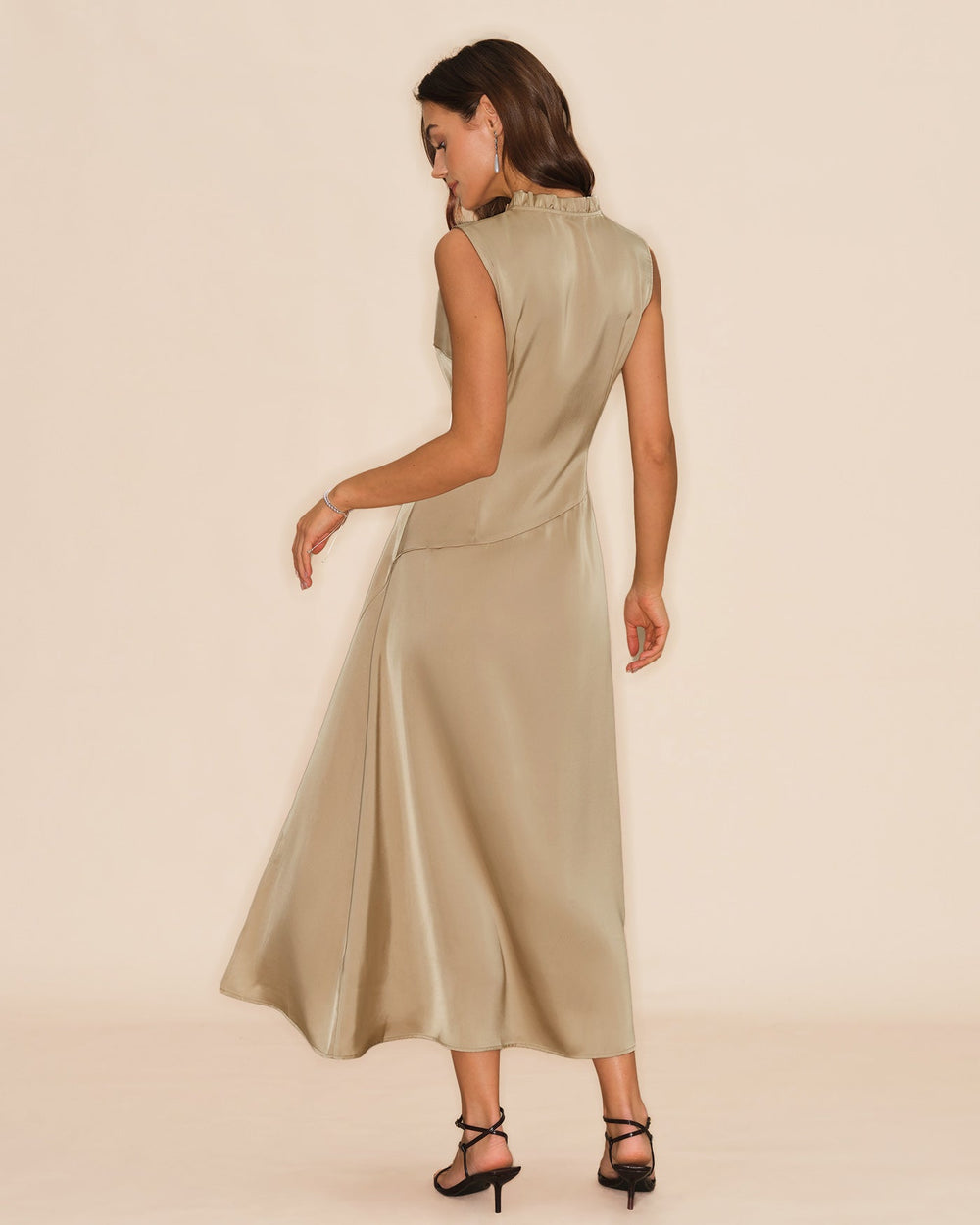 Apricot Ruffled Midi Dress