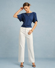 Blue Boat Neck Tie Tee