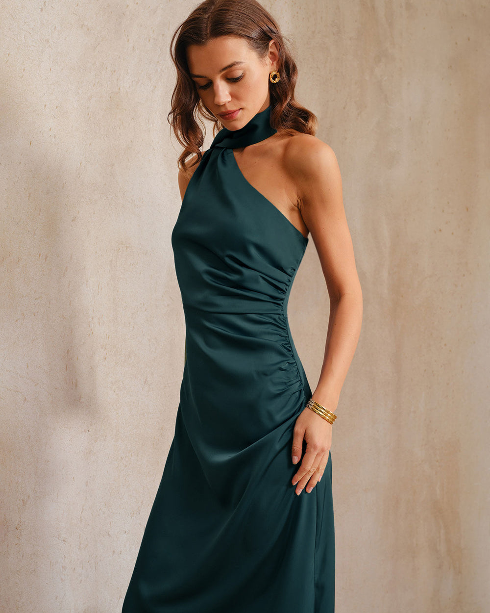 Green One Shoulder Maxi Dress