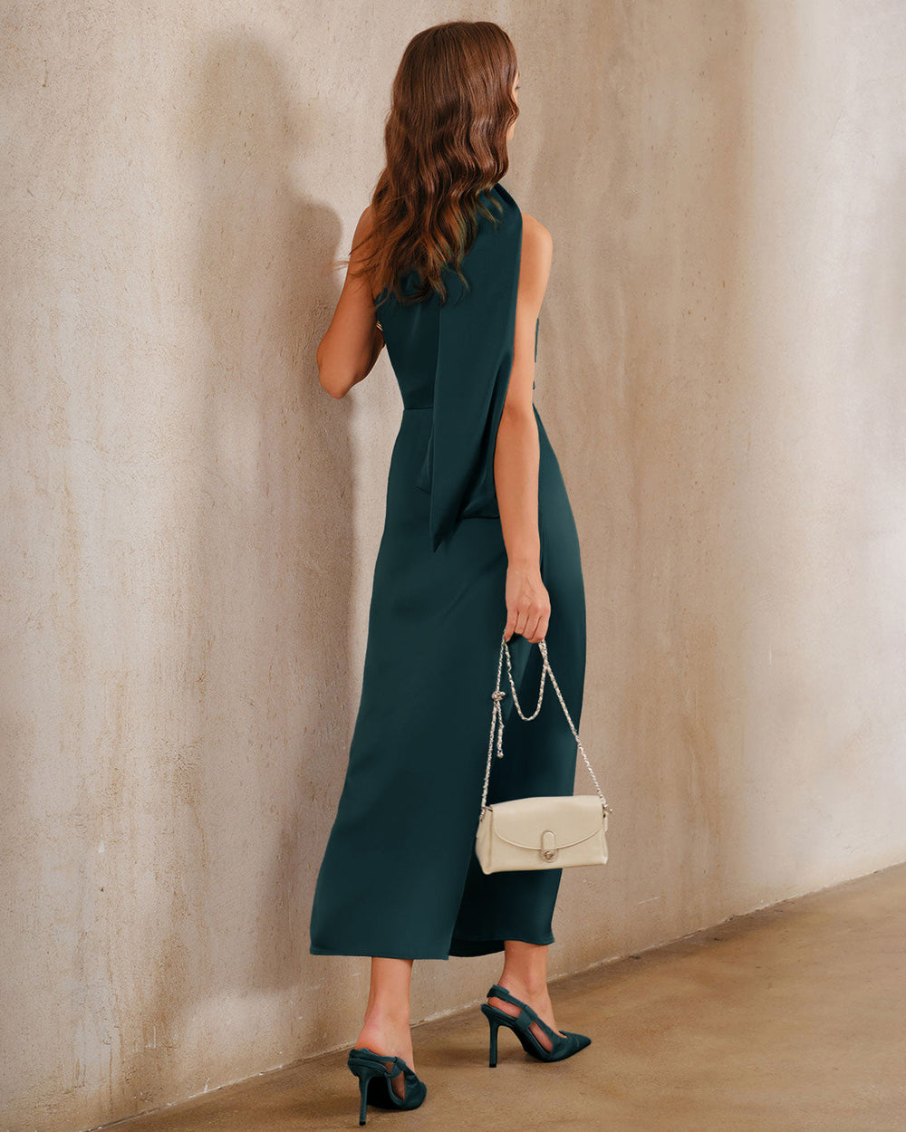 Green One Shoulder Maxi Dress