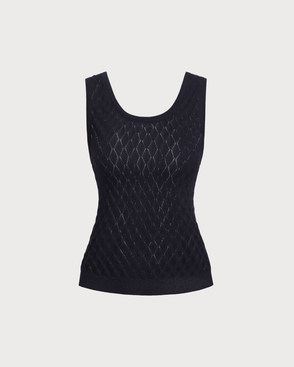 Blue Textured Crochet Tank Top