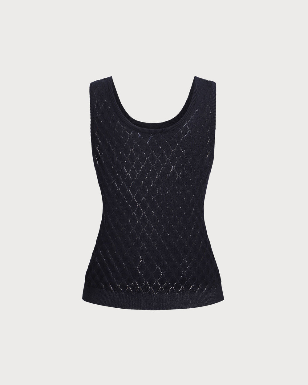 Blue Textured Crochet Tank Top
