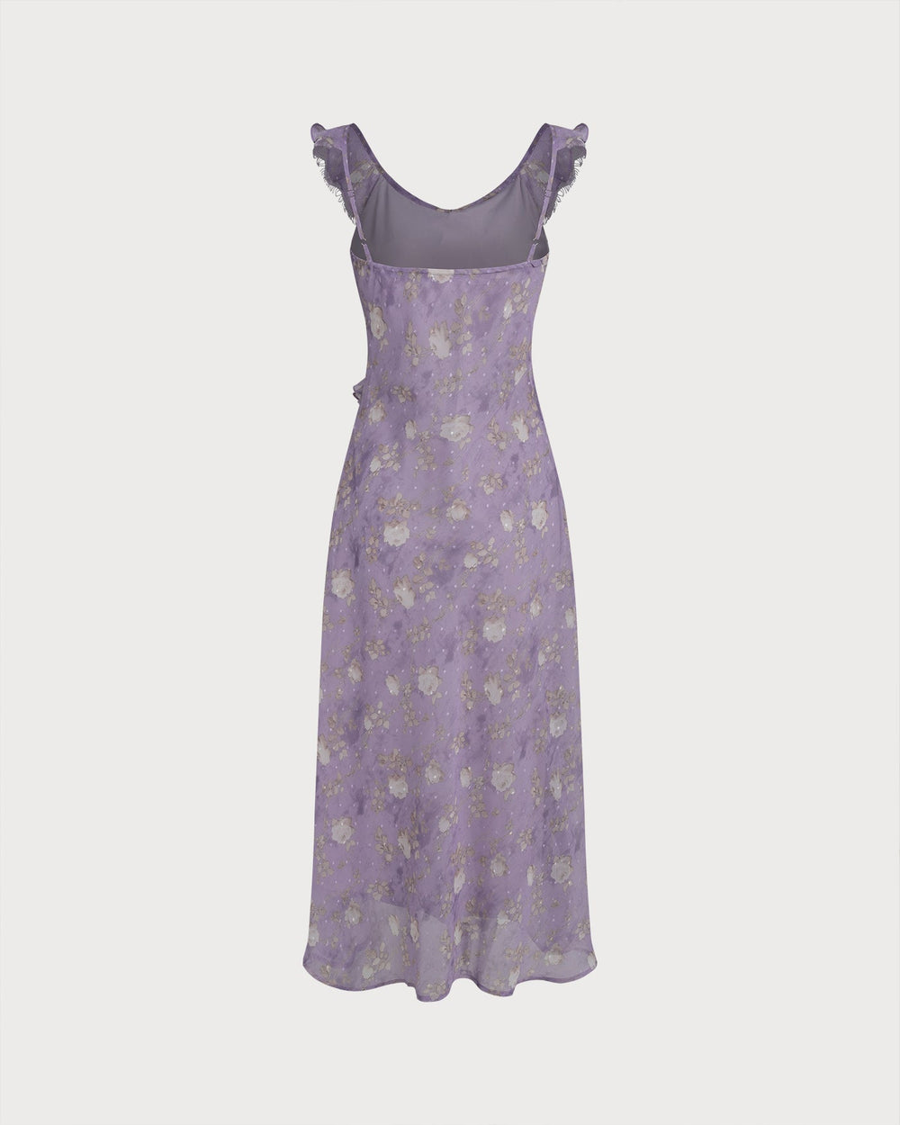 Purple Ruffle Floral Slip Maxi Dress