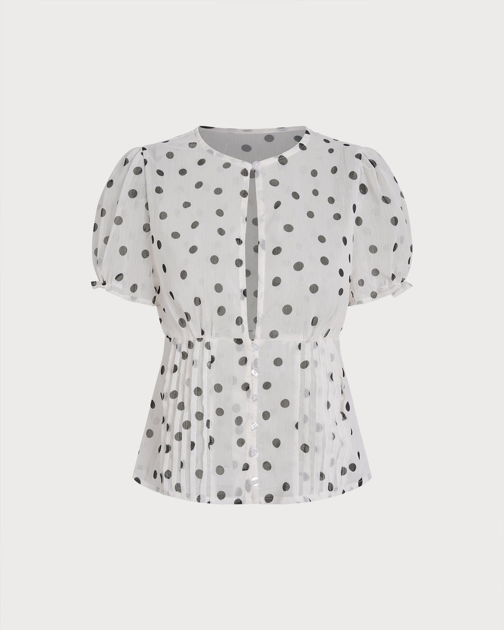 White Polka Dot Puffed Sleeve Tee