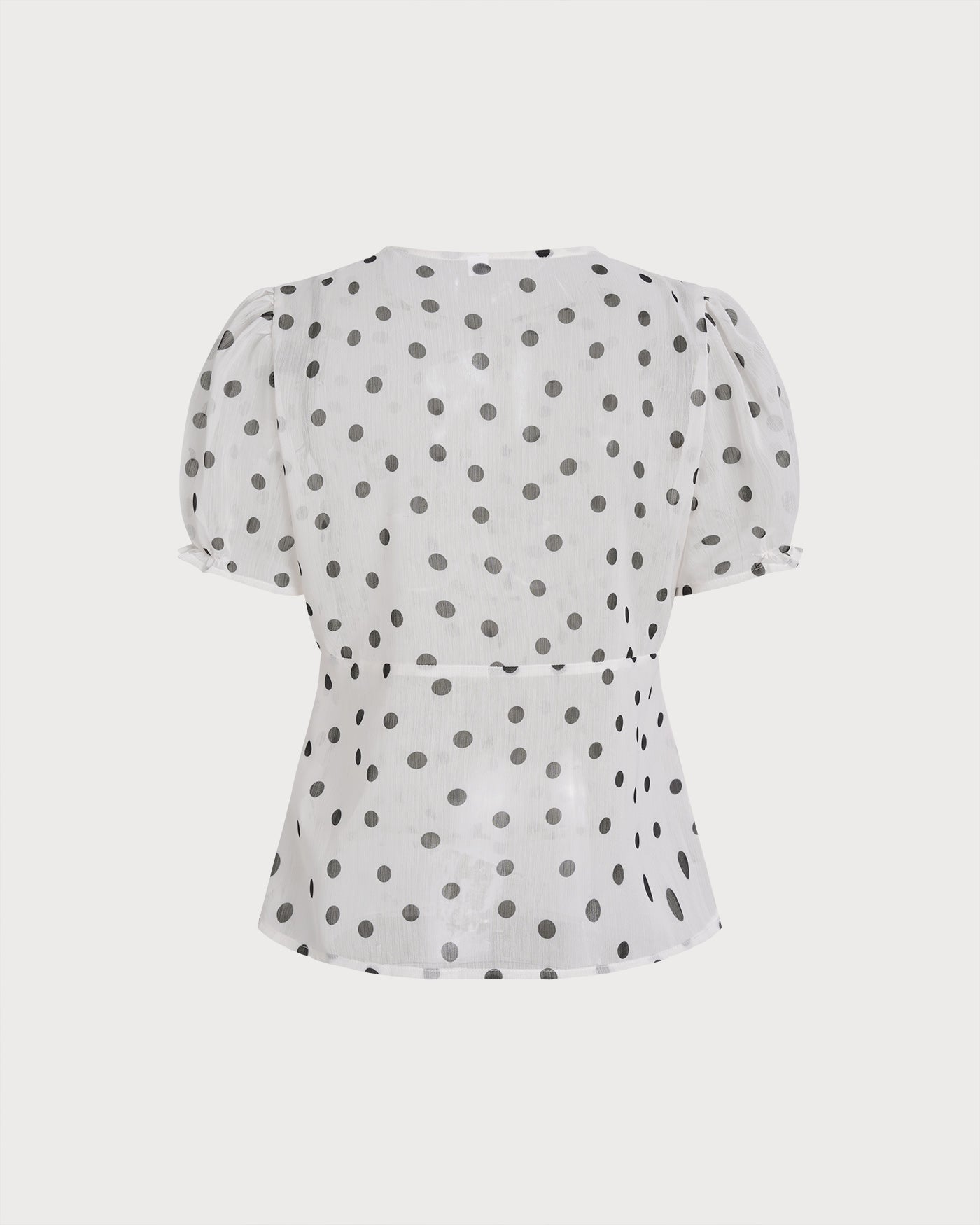 White Polka Dot Puffed Sleeve Tee