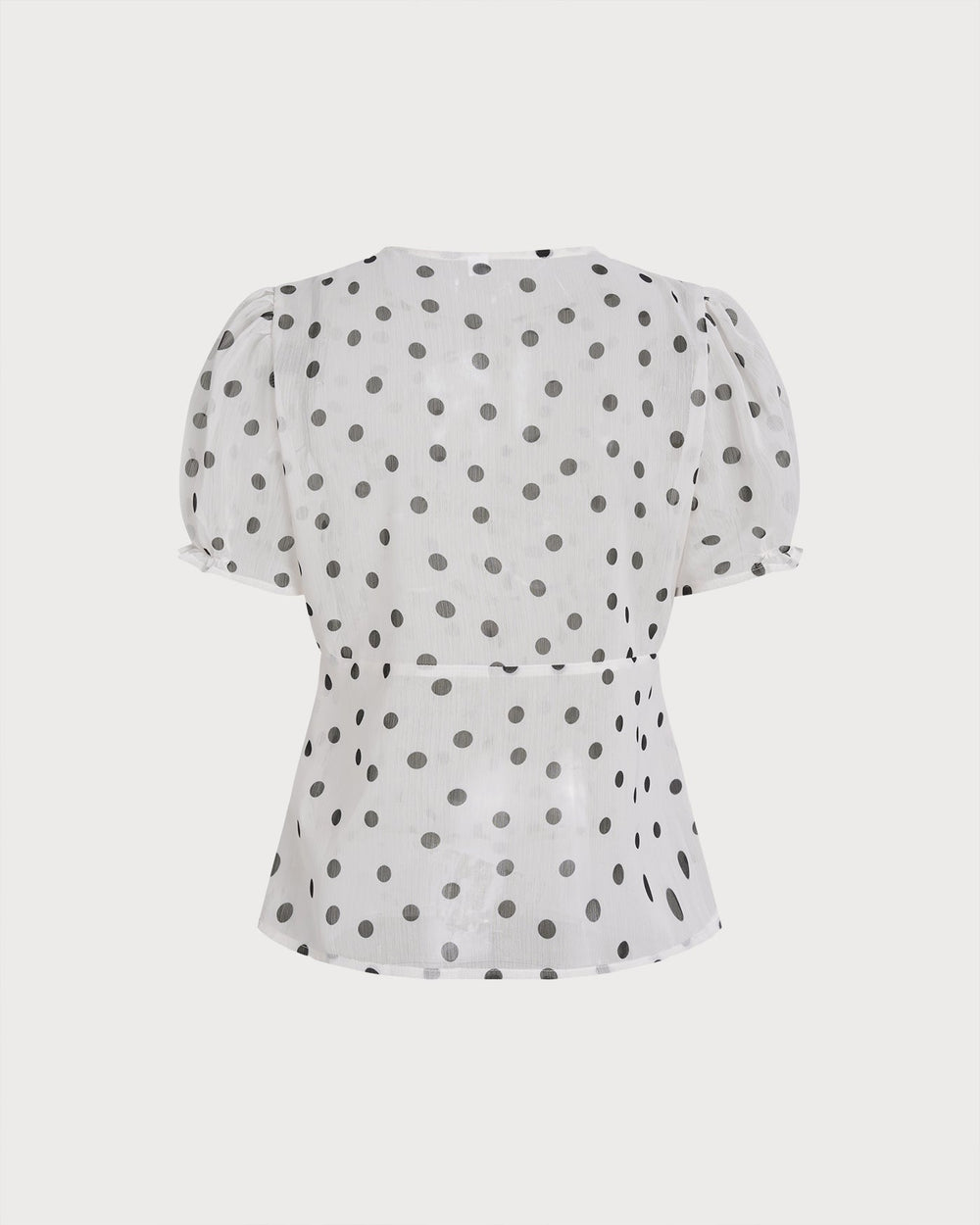 White Polka Dot Puffed Sleeve Tee