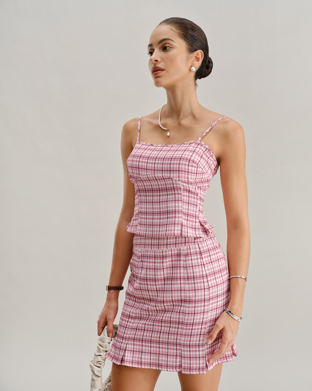 Pink Plaid Cami Top