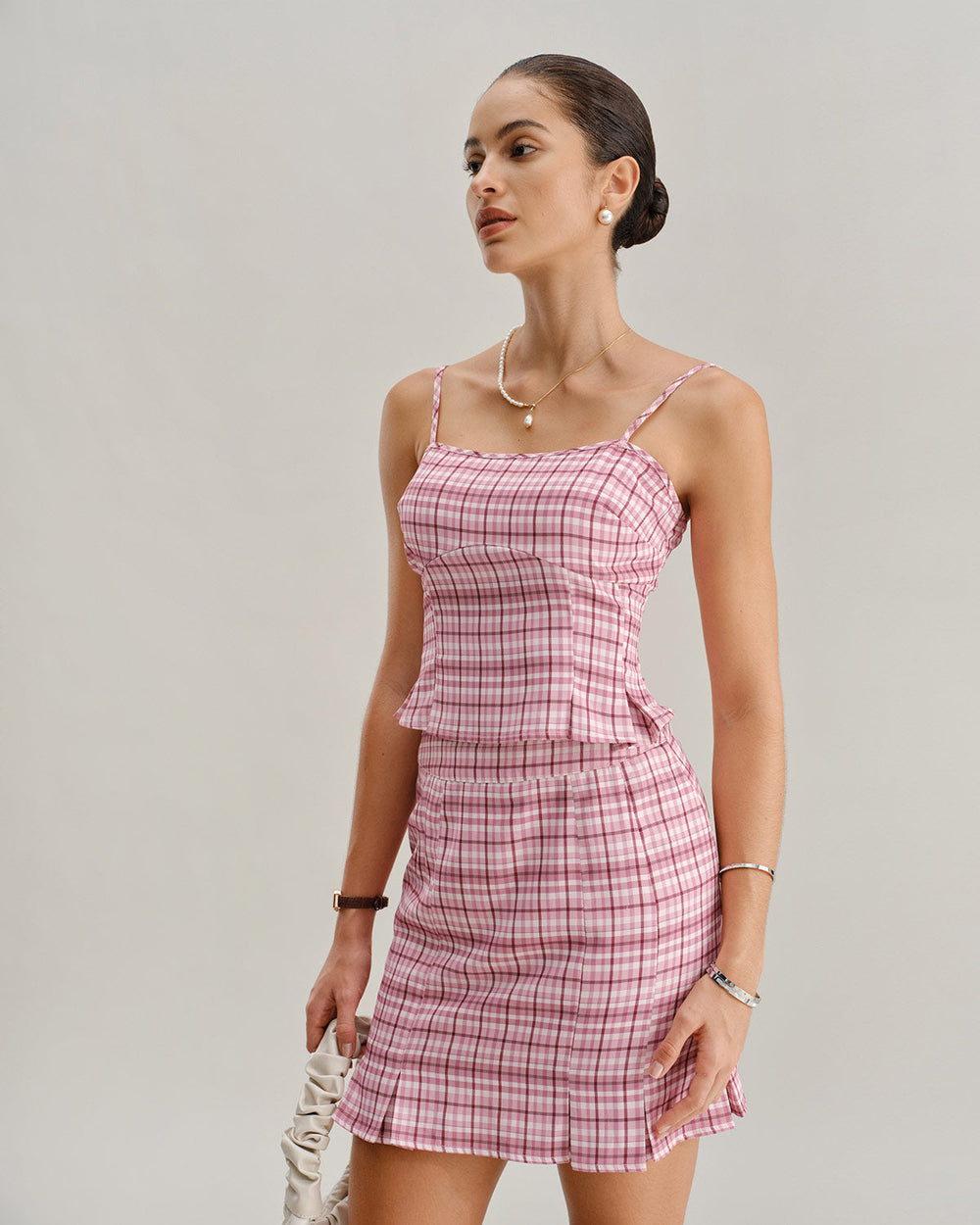 Pink Plaid Cami Top