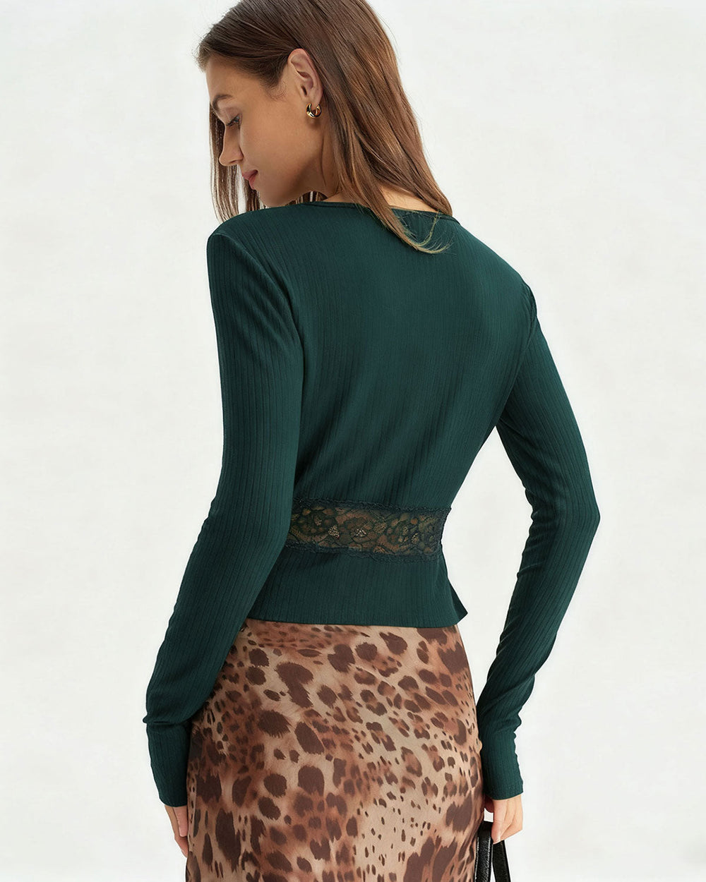 Green See Through Slim Knit Tee