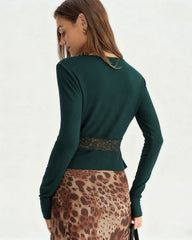 Green See Through Slim Knit Tee
