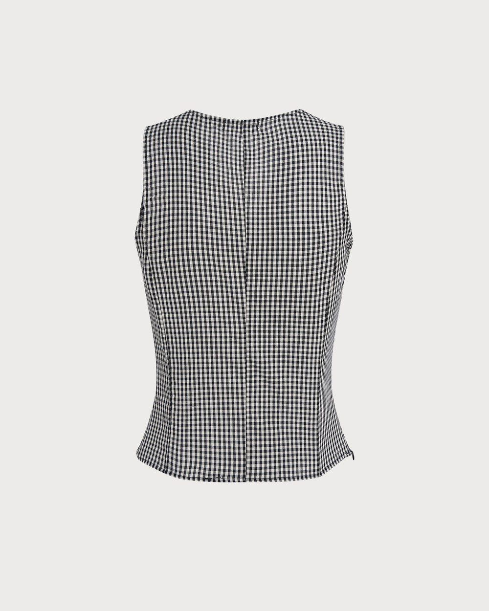 Black V Neck Plaid Tank Top