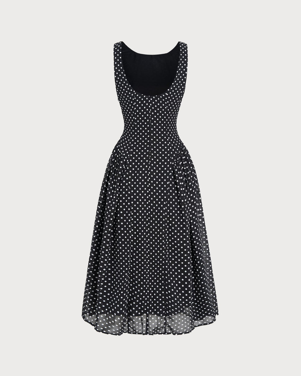 Black Polka Dot Chiffon Midi Dress
