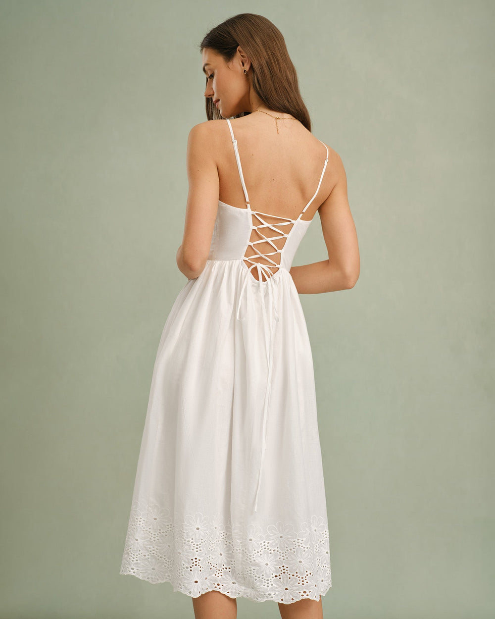 White Lace X Cross Slip Midi Dress
