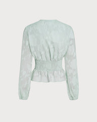 Green V Neck Floral Shirt