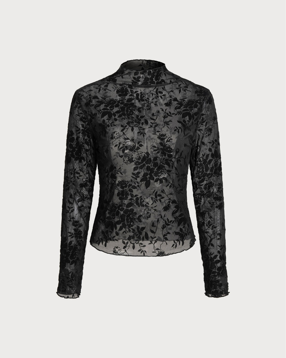 Black Floral See-through Tee