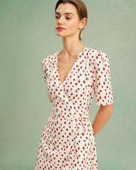 Apricot Floral V Neck Midi Dress